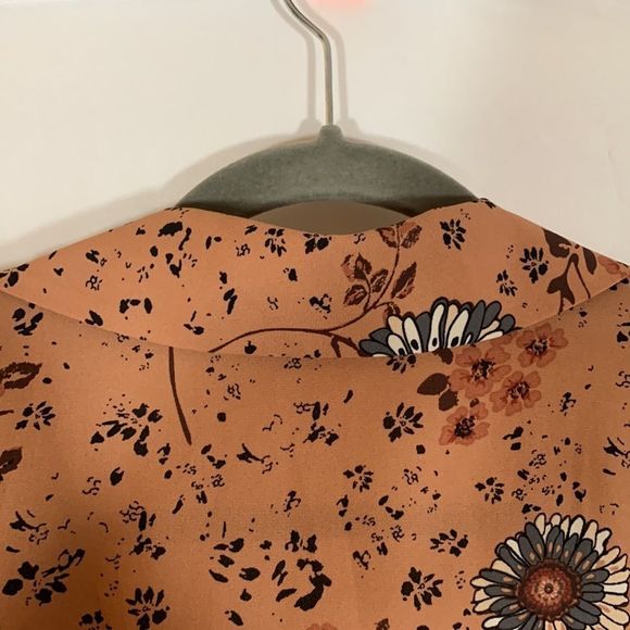 Addition Elle Floral Wrap Blouse in Brown and Black - Picture 10 of 11